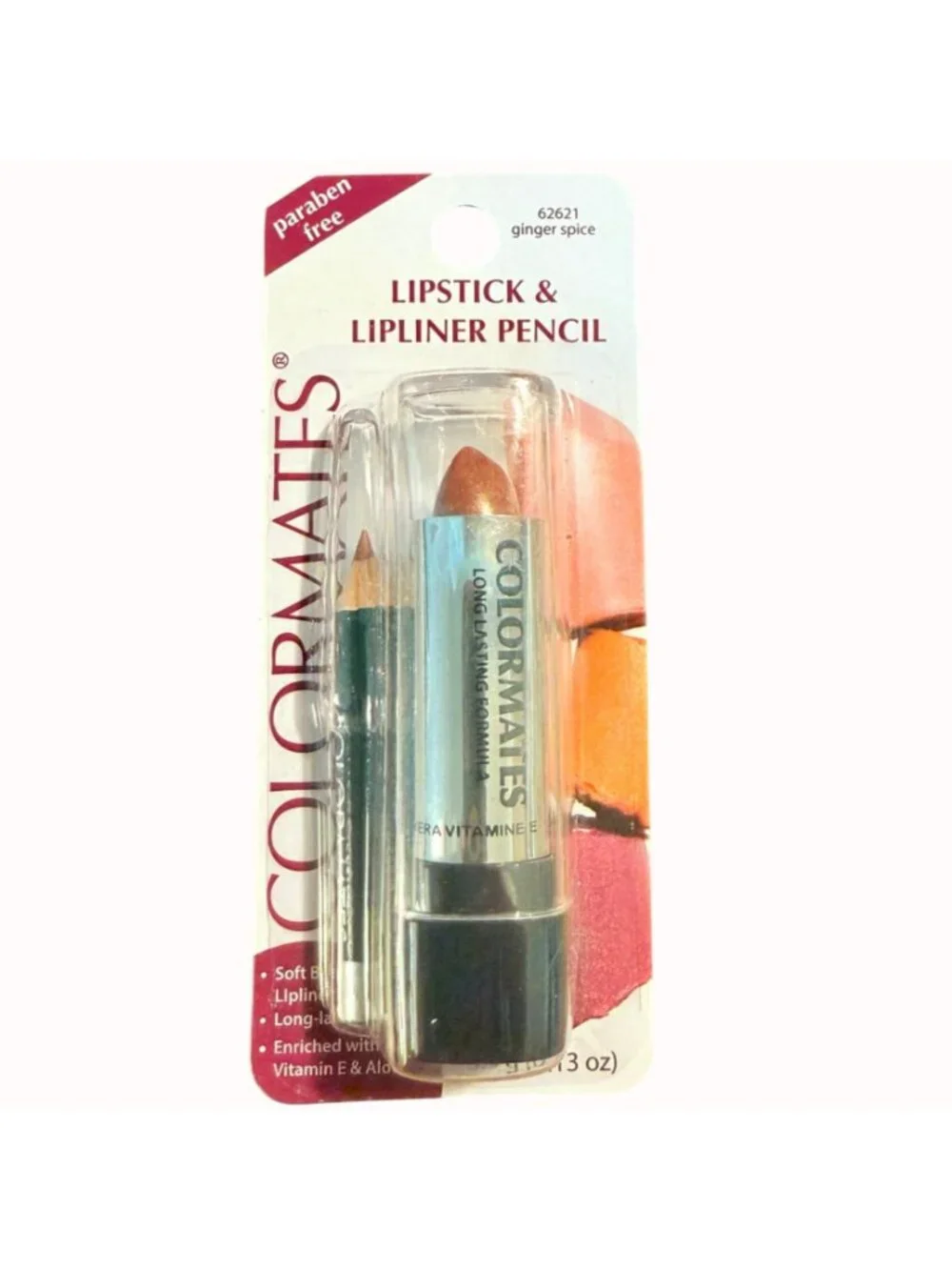 Colormates Lipstick Lipliner Pencil Set Ginger Spice Paraben Free Vitamin E Aloe